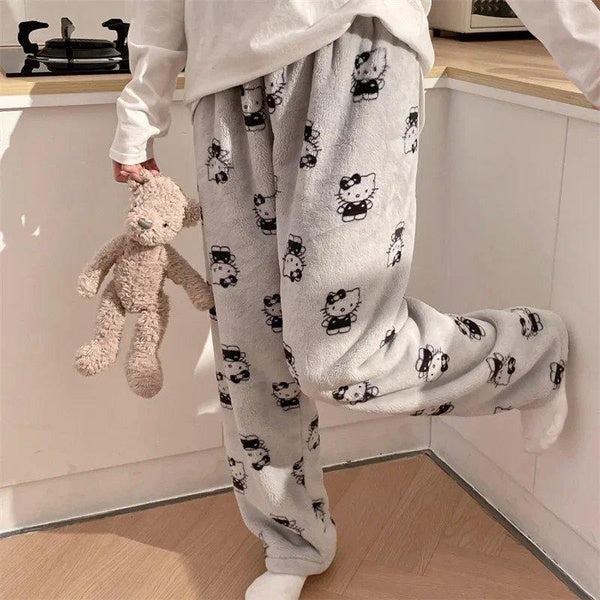 Women's Plush Coral Fleece Lounge Pants, Soft Warm Loose Fit, Simple Style, Cozy Homewear or Outdoor Bottoms