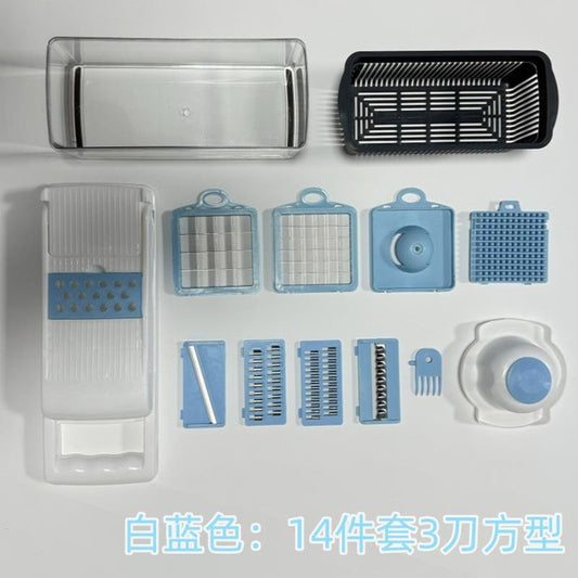 다기능 야채 슬라이서 및 분쇄기 - 감자, 당근 및 식품 다지기, 강판 및 슬라이싱 블레이드가 있어 손쉽게 주방에서 준비 가능