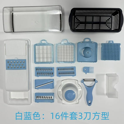 다기능 야채 슬라이서 및 분쇄기 - 감자, 당근 및 식품 다지기, 강판 및 슬라이싱 블레이드가 있어 손쉽게 주방에서 준비 가능