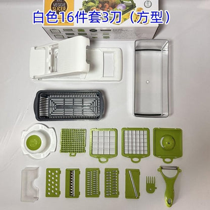 다기능 야채 슬라이서 및 분쇄기 - 감자, 당근 및 식품 다지기, 강판 및 슬라이싱 블레이드가 있어 손쉽게 주방에서 준비 가능