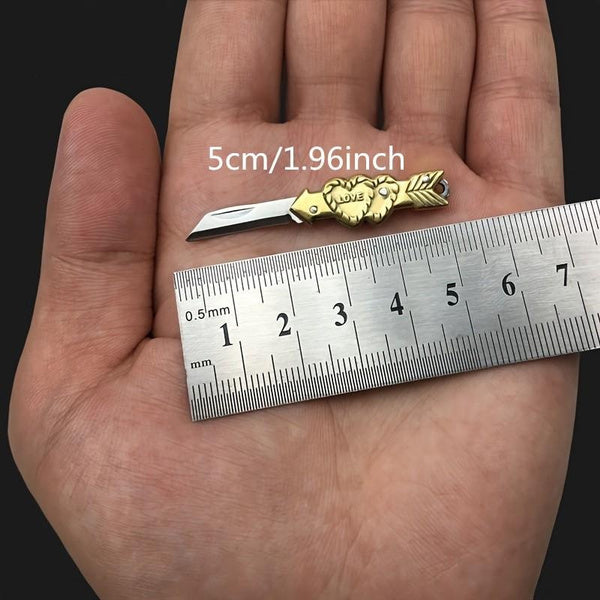 Mini Brass Folding Knife - Keychain Pocket Knife for Packages, Sharp & Portable EDC Tool