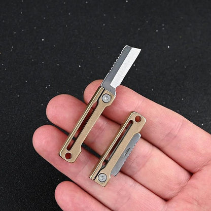 Mini Brass Folding Knife - Keychain Pocket Knife for Packages, Sharp & Portable EDC Tool