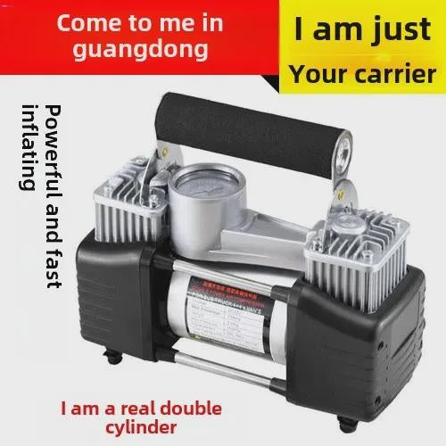 Dual Cylinder Portable Air Compressor for Car Tires, High-Power Electric Tire Inflator Pump for Vehicles
