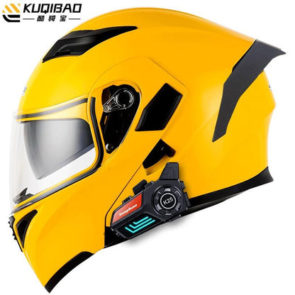 KOOGEER Anti-Fog Dual Visor Flip-Up Motorcycle Helmet with Bluetooth, Long Battery Life & LED Light