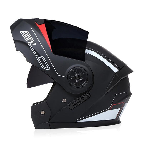 BLD Motorcycle Helmet Full Face Dual Visor Flip Up Modular Helmet for All Seasons