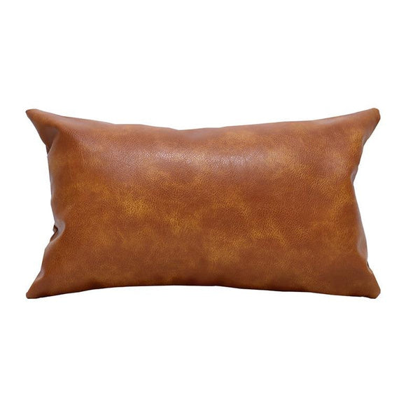 Scratch-Resistant PU Leather Pillow Cover | Brown Decorative Throw Pillow for Sofa & Bed, Lumbar Support Cushion