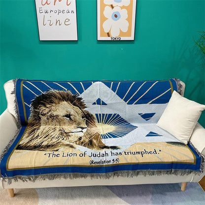 Mediterranean Prayer Shawl Throw Blanket, Reversible Decorative Sofa Cover and Wall Hanging Tapestry