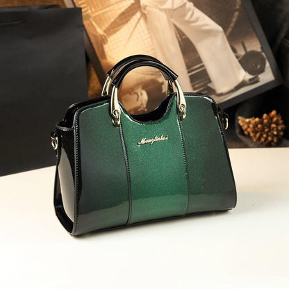 Stylish Glossy Leather Handbag for Women, Versatile Crossbody Shoulder Bag with Top Handle