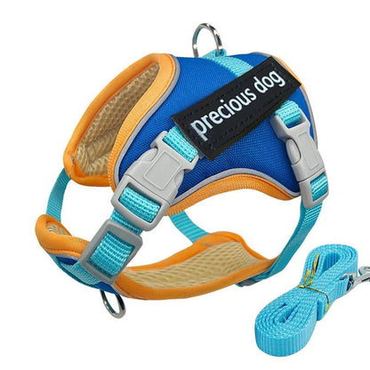 반사형 당김 방지 개 하네스(줄 세트 포함), 소형견용 탈출 방지 소프트 패딩 조끼