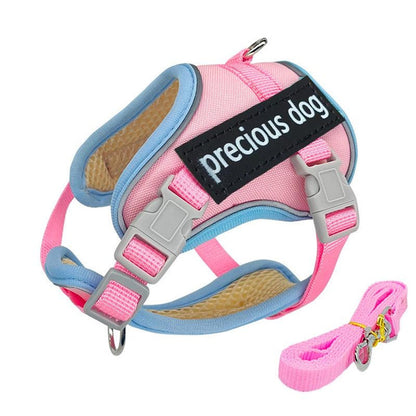 반사형 당김 방지 개 하네스(줄 세트 포함), 소형견용 탈출 방지 소프트 패딩 조끼