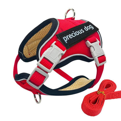 반사형 당김 방지 개 하네스(줄 세트 포함), 소형견용 탈출 방지 소프트 패딩 조끼