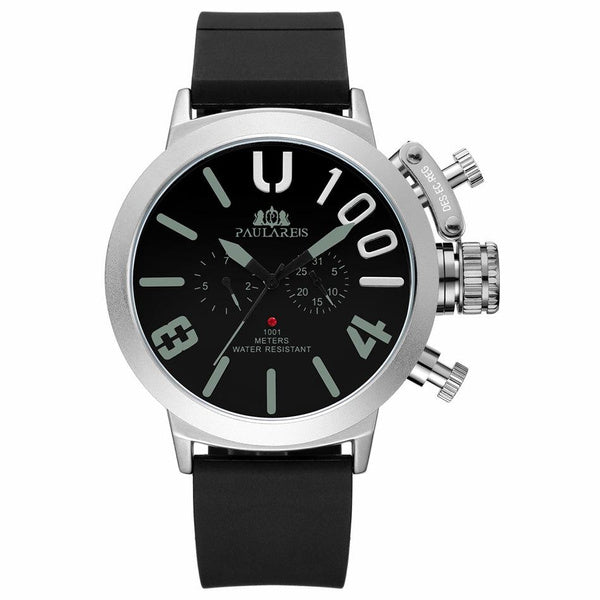 Men's Automatic Watch with Rubber Strap, Multifunctional, Large Face