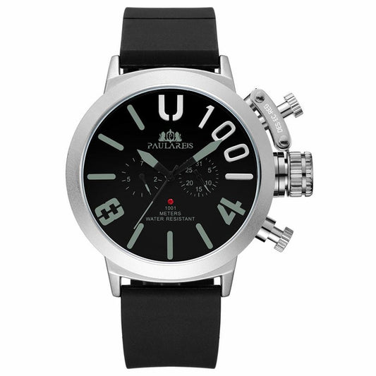 Men's Automatic Watch with Rubber Strap, Multifunctional, Large Face