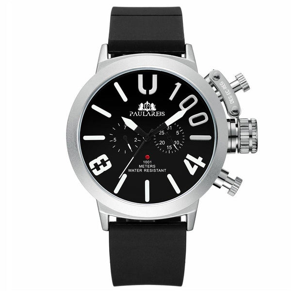 Men's Automatic Watch with Rubber Strap, Multifunctional, Large Face