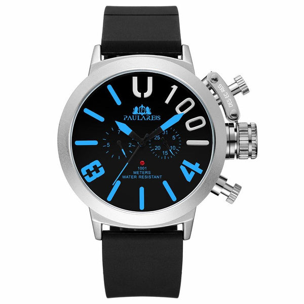 Men's Automatic Watch with Rubber Strap, Multifunctional, Large Face