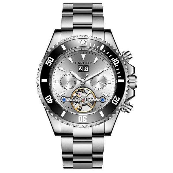 Carodiof Automatic Mechanical Watch for Men, Skeleton Green Ghost Multifunctional Wristwatch with Waterproof and Luminous Features