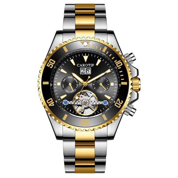 Carodiof Automatic Mechanical Watch for Men, Skeleton Green Ghost Multifunctional Wristwatch with Waterproof and Luminous Features