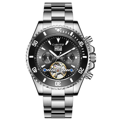 Carodiof Automatic Mechanical Watch for Men, Skeleton Green Ghost Multifunctional Wristwatch with Waterproof and Luminous Features