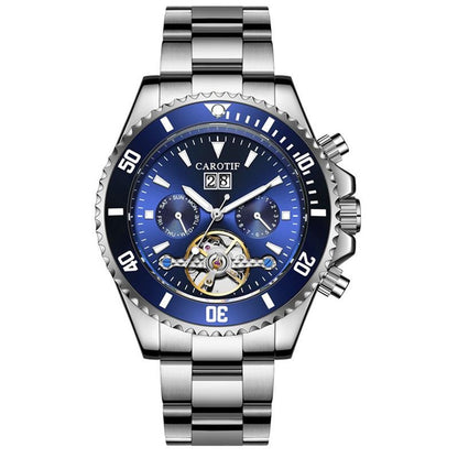 Carodiof Automatic Mechanical Watch for Men, Skeleton Green Ghost Multifunctional Wristwatch with Waterproof and Luminous Features