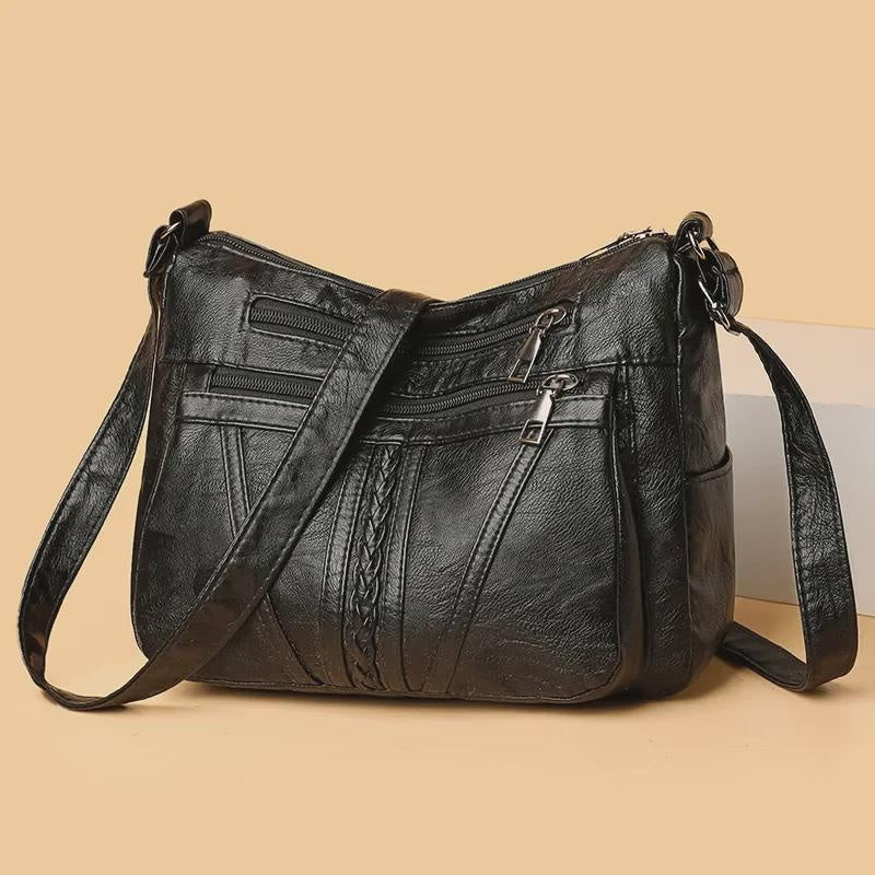 Multilayer Soft Leather Tote Bag for Women, Spacious Multi-Compartment Crossbody Purse, Fashionable Casual Mother's Day Bag