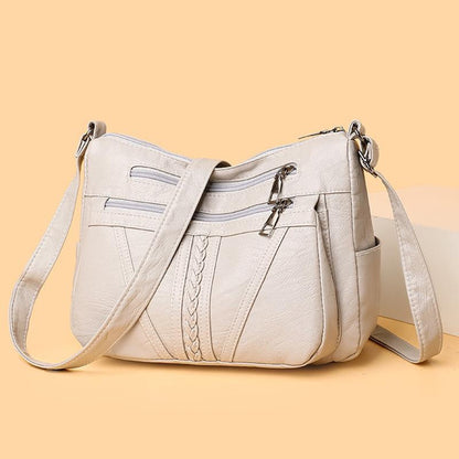 Multilayer Soft Leather Tote Bag for Women, Spacious Multi-Compartment Crossbody Purse, Fashionable Casual Mother's Day Bag