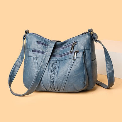 Multilayer Soft Leather Tote Bag for Women, Spacious Multi-Compartment Crossbody Purse, Fashionable Casual Mother's Day Bag