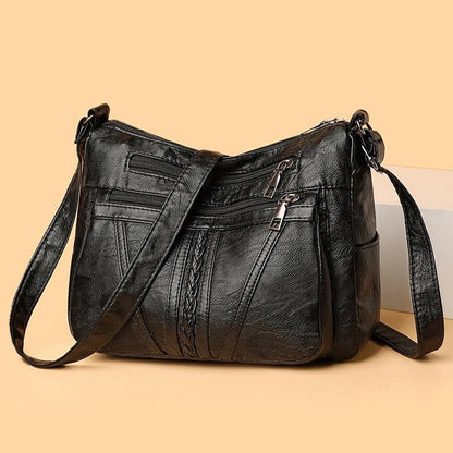 Multilayer Soft Leather Tote Bag for Women, Spacious Multi-Compartment Crossbody Purse, Fashionable Casual Mother's Day Bag