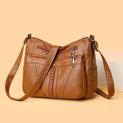 Multilayer Soft Leather Tote Bag for Women, Spacious Multi-Compartment Crossbody Purse, Fashionable Casual Mother's Day Bag