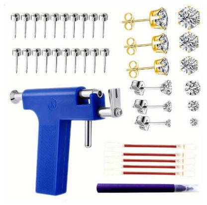 Professional Ear Piercing Kit with Diamond Studs & Piercing Gun - Safe & Easy Ear Piercing Tool