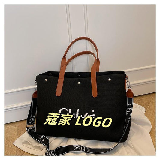 Stylish Canvas Tote Bag Large Capacity Crossbody Shoulder Bag for Commute Travel