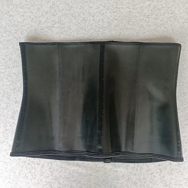 9-Bone Steel Latex Waist Trainer for Gym - PU Leather Tummy Shaper Belt with 4-Row Hook