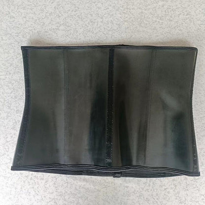 9-Bone Steel Latex Waist Trainer for Gym - PU Leather Tummy Shaper Belt with 4-Row Hook