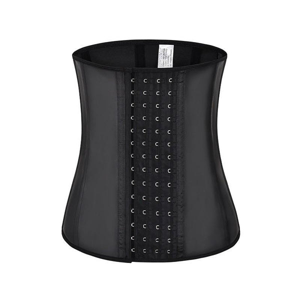 9-Bone Steel Latex Waist Trainer for Gym - PU Leather Tummy Shaper Belt with 4-Row Hook