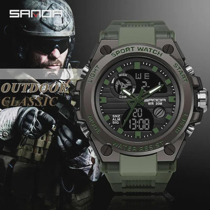 Military Style Digital Watch for Men - Large Face Waterproof Sports Watch with Multi-Function Display