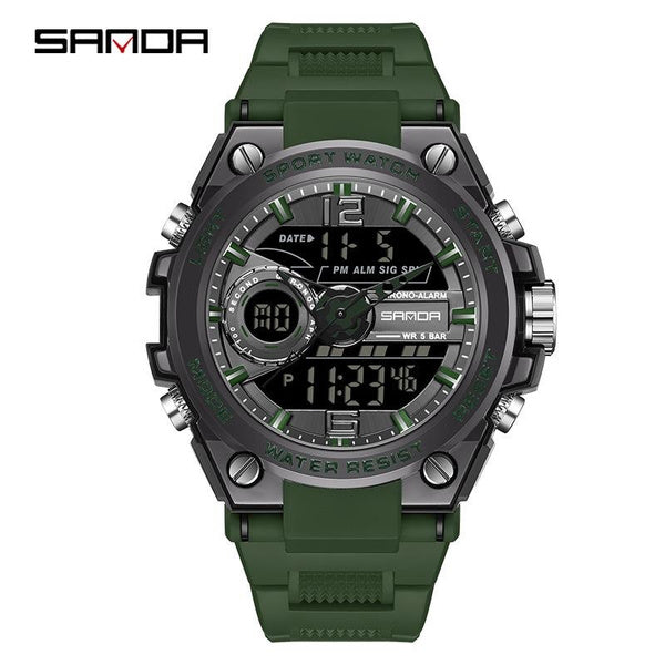 Military Style Digital Watch for Men - Large Face Waterproof Sports Watch with Multi-Function Display