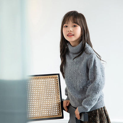 Kids' Cashmere Wool Sweater with High Neck for Boys and Girls, Warm Winter Knitwear