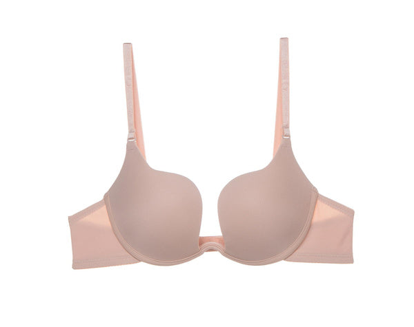 Semi-Coverage Push-Up Bra for Small Busts | Seamless U-Plunge Deep V Neck T-Shirt Bra with Smooth Finish & Sexy Back Design