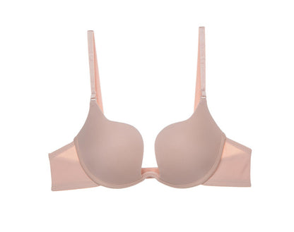 Semi-Coverage Push-Up Bra for Small Busts | Seamless U-Plunge Deep V Neck T-Shirt Bra with Smooth Finish & Sexy Back Design