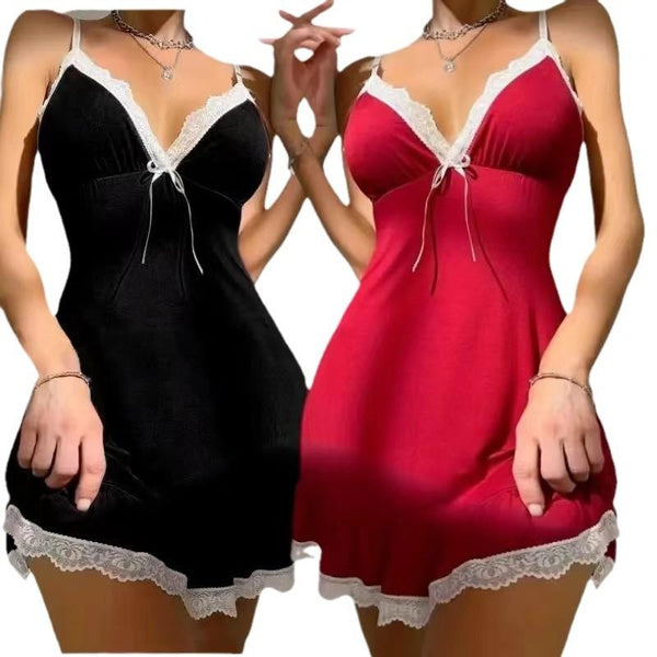 Sensual Lingerie Slip Dress with Backless Design & Heart Print for Romantic Nights
