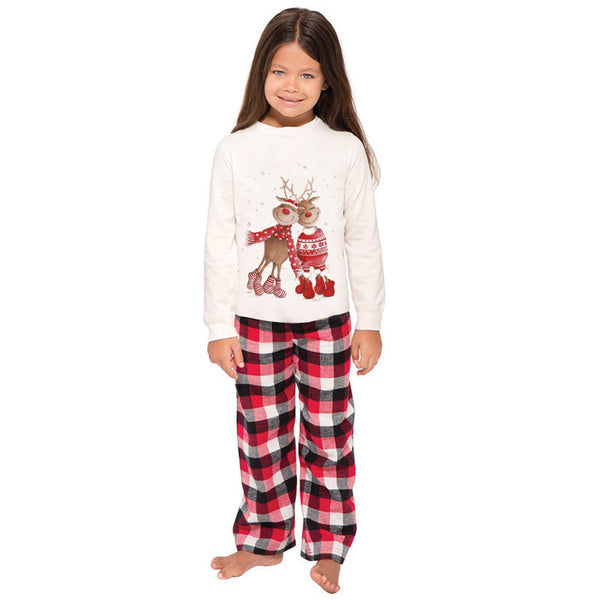Cozy Family Matching Pajamas Set Christmas Elk Print Long Sleeve Sleepwear Home Loungewear