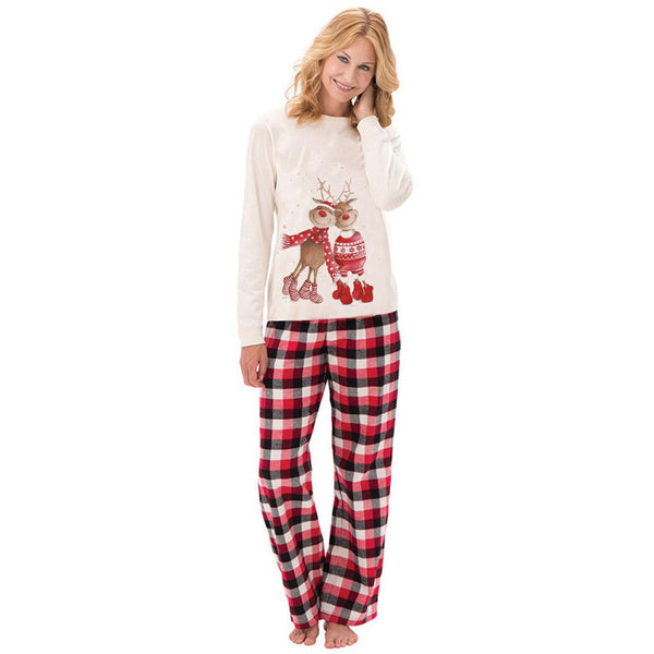 Cozy Family Matching Pajamas Set Christmas Elk Print Long Sleeve Sleepwear Home Loungewear
