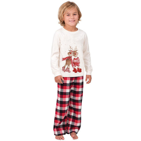 Cozy Family Matching Pajamas Set Christmas Elk Print Long Sleeve Sleepwear Home Loungewear