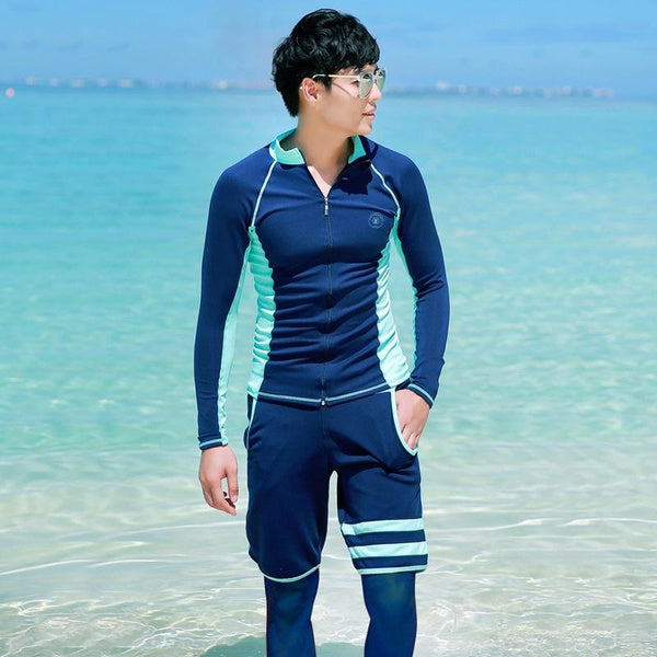 Korean Dive Suit Set: Quick-Dry Zip-Up Rash Guard with UV & Jellyfish Protection for Men & Women