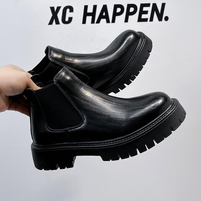 Men's Chelsea Boots Winter Waterproof Leather Ankle Boots with Fleece Lining | Slip-Resistant Casual & Dress Shoes