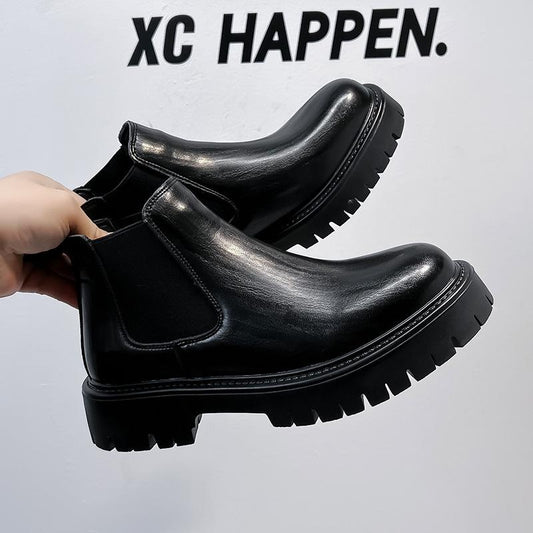 Men's Chelsea Boots Winter Waterproof Leather Ankle Boots with Fleece Lining | Slip-Resistant Casual & Dress Shoes