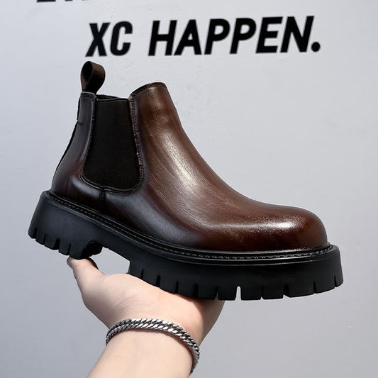 Men's Chelsea Boots Winter Waterproof Leather Ankle Boots with Fleece Lining | Slip-Resistant Casual & Dress Shoes