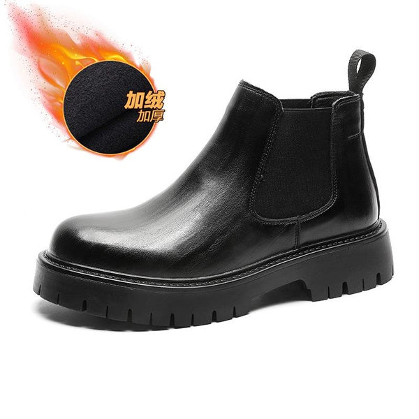 Men's Chelsea Boots Winter Waterproof Leather Ankle Boots with Fleece Lining | Slip-Resistant Casual & Dress Shoes