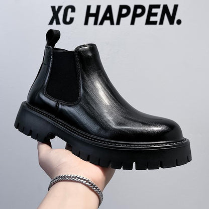 Men's Chelsea Boots Winter Waterproof Leather Ankle Boots with Fleece Lining | Slip-Resistant Casual & Dress Shoes