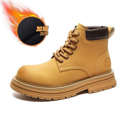 Men's Desert Boots Retro Work Boots High Top Leather Shoes Chunky Sole