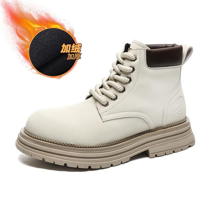 Men's Desert Boots Retro Work Boots High Top Leather Shoes Chunky Sole